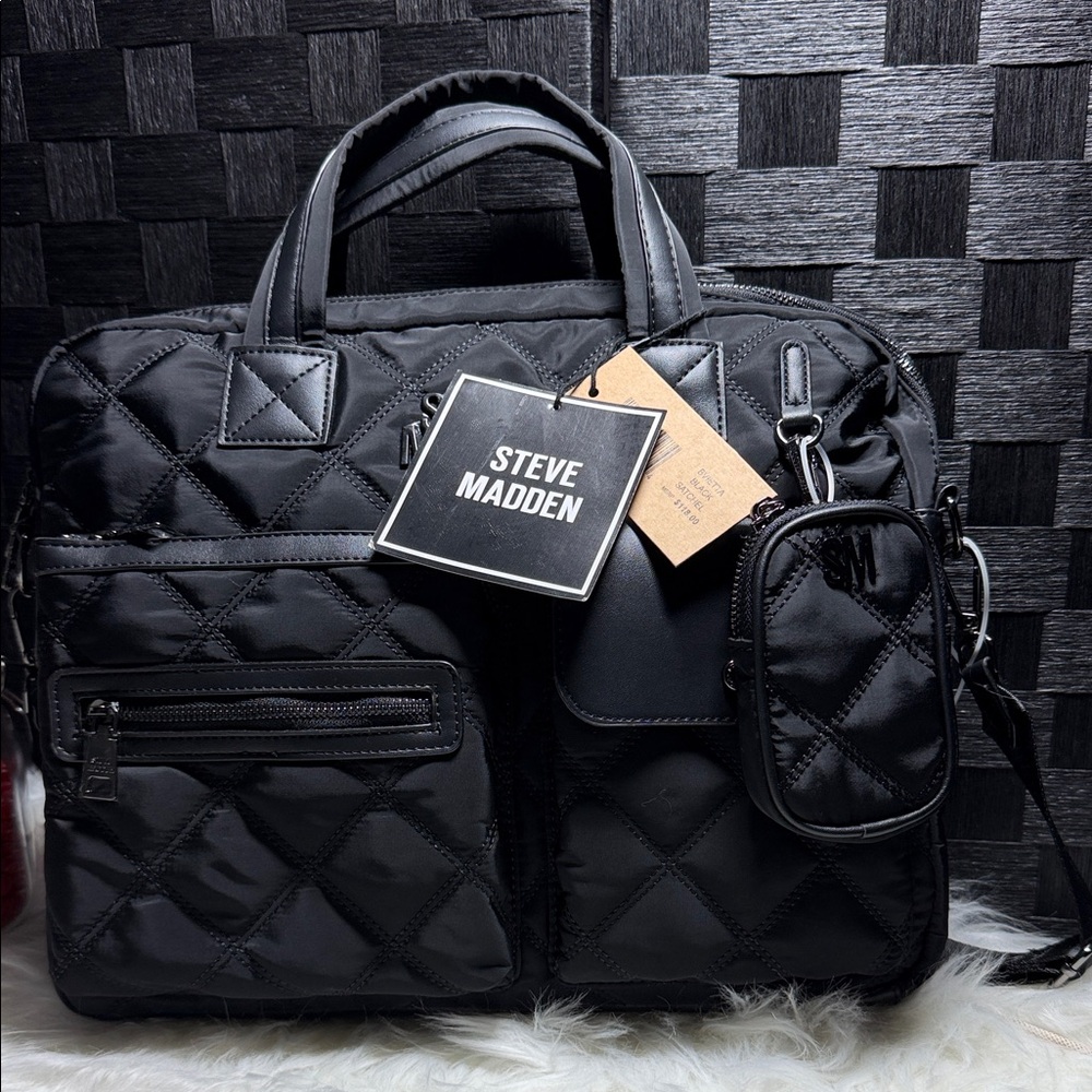 Steve Madden Black Quilted Satchel